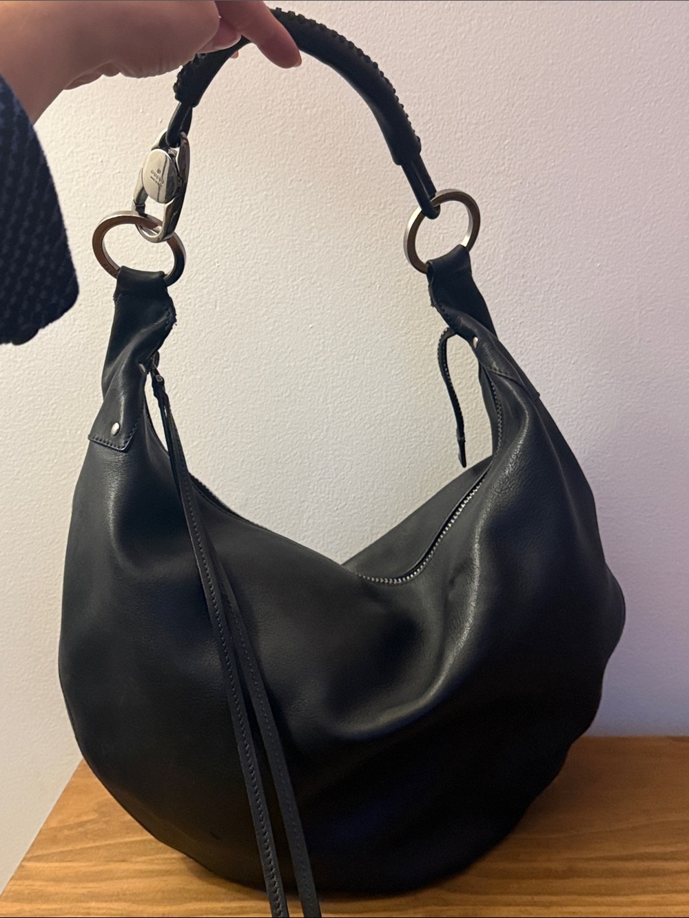 Beautiful authentic Gucci half moon leather calf skin bag with tassel